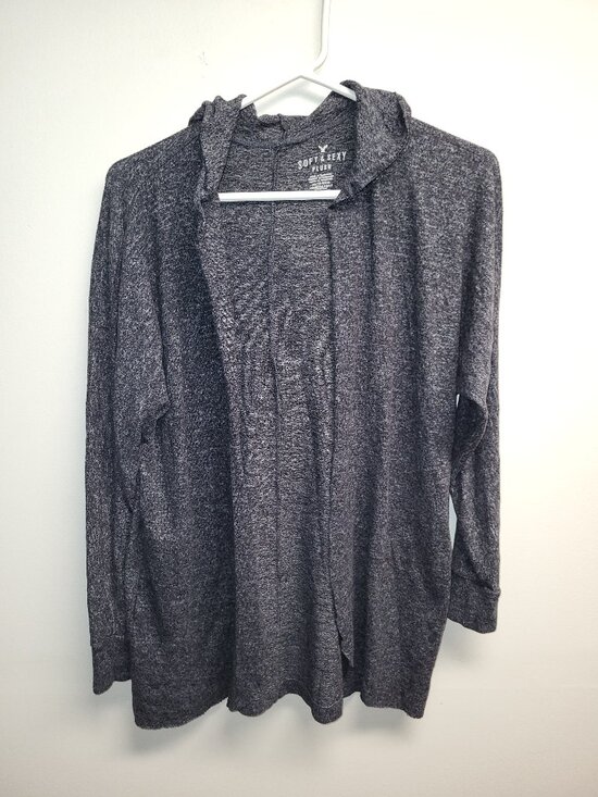 American Eagle Outfitters Sweaters - American Eagle Soft & Sexy Plush Grey Hooded Cardigan Size XS